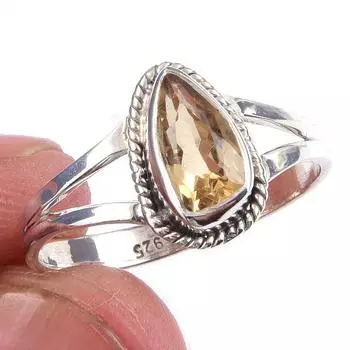 Natural Citrine Gemstone Handmade 925 Solid Sterling Silver Ring Size 9 T3f66