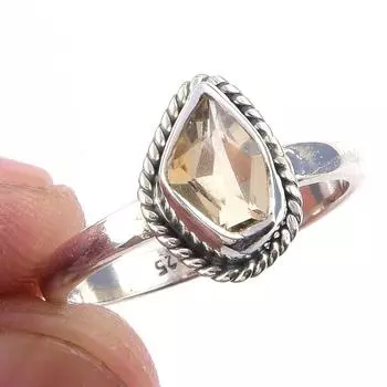 Natural Citrine Gemstone Handmade 925 Solid Sterling Silver Ring Size 7 B2b30