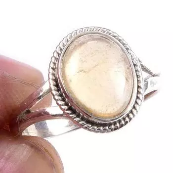 Natural Citrine Gemstone Handmade 925 Solid Sterling Silver Ring Size 6 w8I42