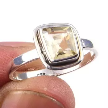 Natural Citrine Gemstone Handmade 925 Solid Sterling Silver Ring Size 8 l0P33