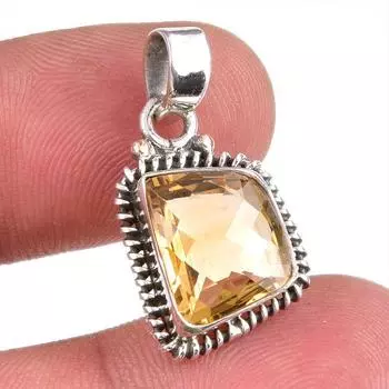 Natural Citrine Gemstone Handmade 925 Solid Sterling Silver Gift Pendant 1 m5h72