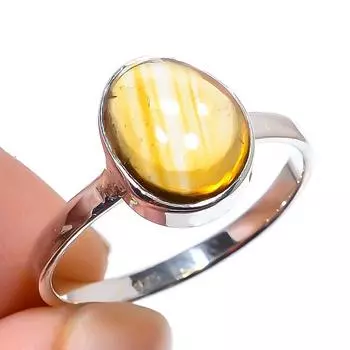 Natural Citrine Gemstone Handmade 925 Solid Sterling Silver Gift Ring S.8 L0C57