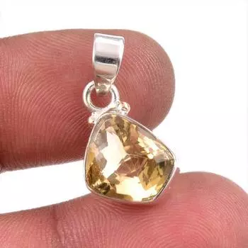 Natural Citrine Gemstone Handmade 925 Solid Sterling Silver Gift Pendant 1 P2n11