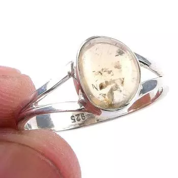 Natural Citrine Gemstone Handmade 925 Solid Sterling Silver Ring Size 8 D4v71