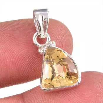 Natural Citrine Gemstone Handmade 925 Solid Sterling Silver Gift Pendant 1 r8W79