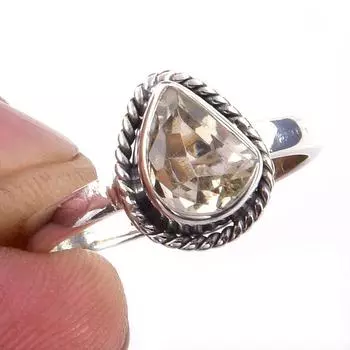 Natural Citrine Gemstone Handmade 925 Solid Sterling Silver Ring Size 6 H9d77