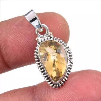 Natural Citrine Gemstone Handmade 925 Solid Sterling Silver Gift Pendant 1 L4V48
