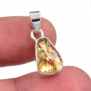Natural Citrine Gemstone Handmade 925 Solid Sterling Silver Gift Pendant 1 B1p47