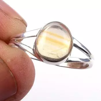 Natural Citrine Gemstone Handmade 925 Solid Sterling Silver Ring Size 9 D1K22
