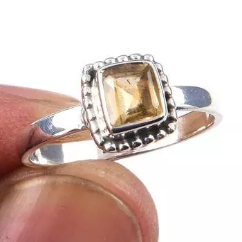 Natural Citrine Gemstone Handmade 925 Solid Sterling Silver Ring Size 7 C3t72