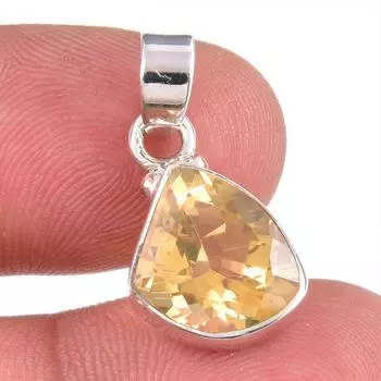 Natural Citrine Gemstone Handmade 925 Solid Sterling Silver Gift Pendant 1 J4I79