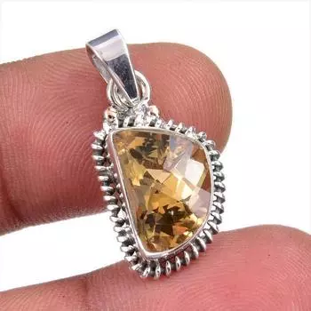 Natural Citrine Gemstone Handmade 925 Solid Sterling Silver Gift Pendant 1 w1L18