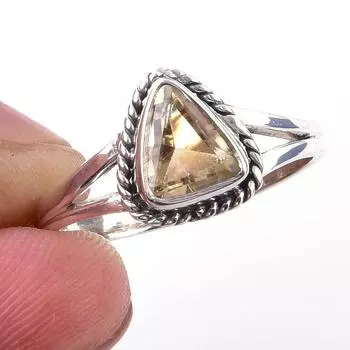 Natural Citrine Gemstone Handmade 925 Solid Sterling Silver Ring Size 7.5 A9m27