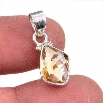 Natural Citrine Gemstone Handmade 925 Solid Sterling Silver Gift Pendant 1 L4k02