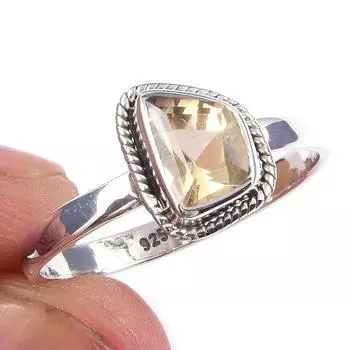 Natural Citrine Gemstone Handmade 925 Solid Sterling Silver Ring Size 10 v7J60
