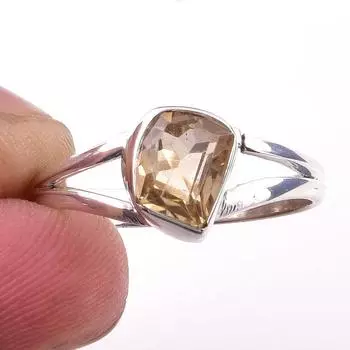 Natural Citrine Gemstone Handmade 925 Solid Sterling Silver Ring Size 9 e0A92