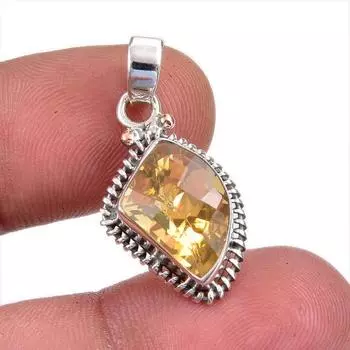 Natural Citrine Gemstone Handmade 925 Solid Sterling Silver Gift Pendant 1 g5l31