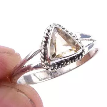 Natural Citrine Gemstone Handmade 925 Solid Sterling Silver Ring Size 9 D3G94