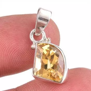 Natural Citrine Gemstone Handmade 925 Solid Sterling Silver Gift Pendant 1 C6V03