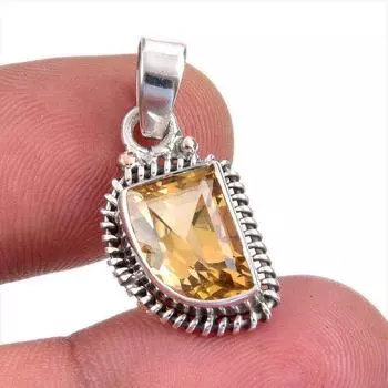 Natural Citrine Gemstone Handmade 925 Solid Sterling Silver Gift Pendant 1 a0S86
