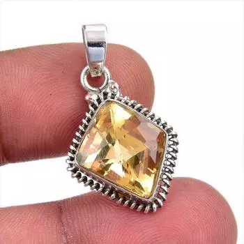 Natural Citrine Gemstone Handmade 925 Solid Sterling Silver Gift Pendant 1 G0k39