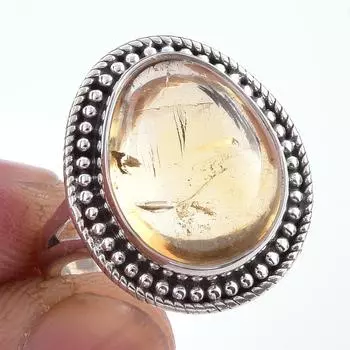 Natural Citrine Gemstone Handmade 925 Solid Sterling Silver Ring Size 6 m5R31