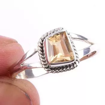 Natural Citrine Gemstone Handmade 925 Solid Sterling Silver Ring Size 10 D3t33