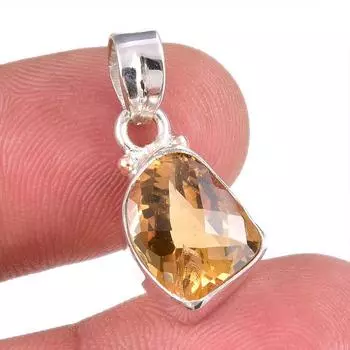 Natural Citrine Gemstone Handmade 925 Solid Sterling Silver Gift Pendant 1 w2s09