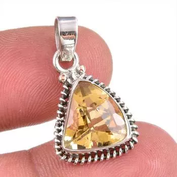 Natural Citrine Gemstone Handmade 925 Solid Sterling Silver Gift Pendant 1 T5w65
