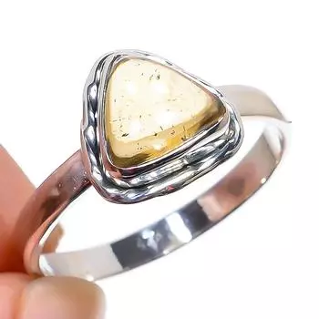 Natural Citrine Gemstone Handmade 925 Solid Sterling Silver Gift Ring S.10 E7y48