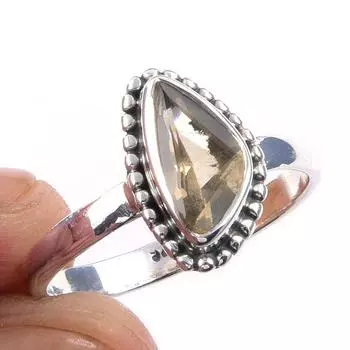 Natural Citrine Gemstone Handmade 925 Solid Sterling Silver Ring Size 7 e9z35
