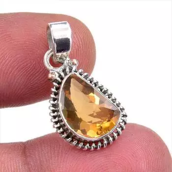 Natural Citrine Gemstone Handmade 925 Solid Sterling Silver Gift Pendant 1 I1g03