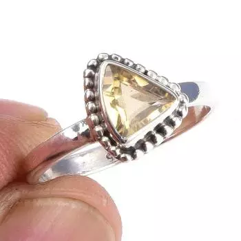Natural Citrine Gemstone Handmade 925 Solid Sterling Silver Ring Size 7 E2k70
