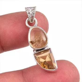 Natural Citrine Gemstone Handmade 925 Solid Sterling Silver Pendant 1.5 h3O90