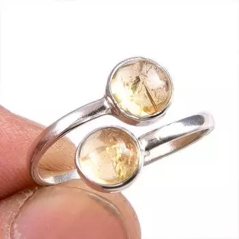 Natural Citrine Gemstone Handmade 925 Solid Sterling Silver Gift Ring S.10 b8h91