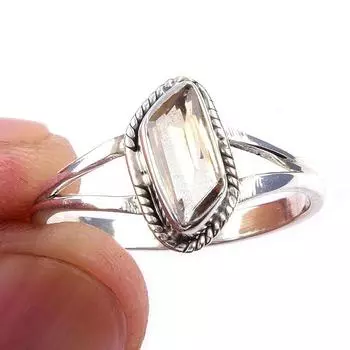 Natural Citrine Gemstone Handmade 925 Solid Sterling Silver Ring Size 9.5 o2S90