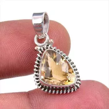 Natural Citrine Gemstone Handmade 925 Solid Sterling Silver Gift Pendant 1 y4A70