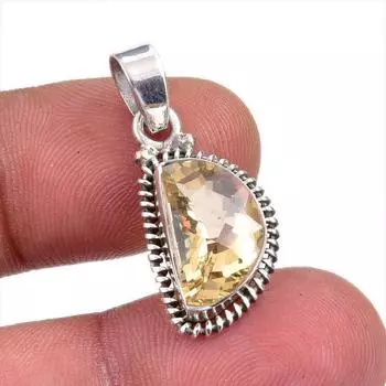 Natural Citrine Gemstone Handmade 925 Solid Sterling Silver Gift Pendant 1 F8R60