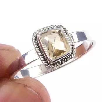 Natural Citrine Gemstone Handmade 925 Solid Sterling Silver Ring Size 10 F1P51