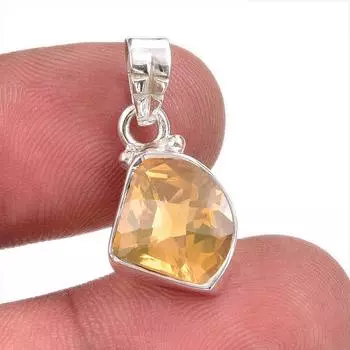 Natural Citrine Gemstone Handmade 925 Solid Sterling Silver Gift Pendant 1 C1r11