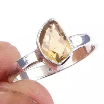 Natural Citrine Gemstone Handmade 925 Solid Sterling Silver Ring Size 8 l1p56