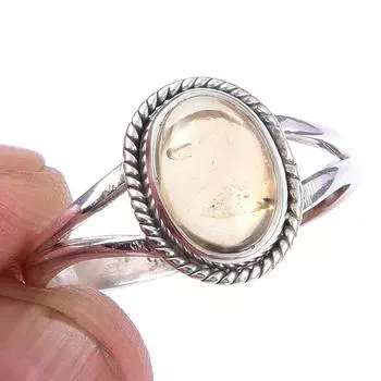 Natural Citrine Gemstone Handmade 925 Solid Sterling Silver Ring Size 9 D0A36