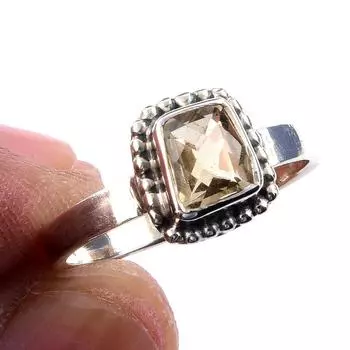 Natural Citrine Gemstone Handmade 925 Solid Sterling Silver Ring Size 6 i6G33