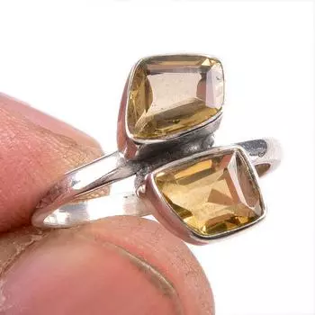 Natural Citrine Gemstone Handmade 925 Solid Sterling Silver Gift Ring S.6 f3S68