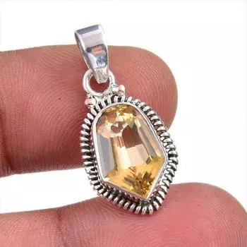 Natural Citrine Gemstone Handmade 925 Solid Sterling Silver Gift Pendant 1 b0l57