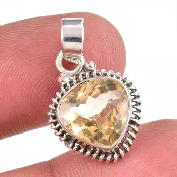 Natural Citrine Gemstone Handmade 925 Solid Sterling Silver Gift Pendant 1 T4W34