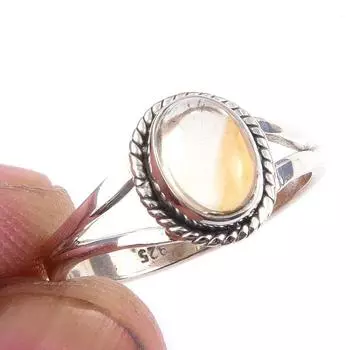 Natural Citrine Gemstone Handmade 925 Solid Sterling Silver Ring Size 7 D9U62