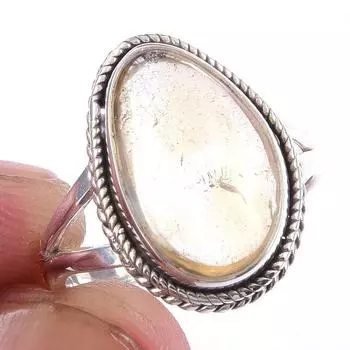 Natural Citrine Gemstone Handmade 925 Solid Sterling Silver Ring Size 7 n9R36