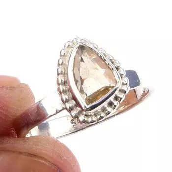 Natural Citrine Gemstone Handmade 925 Solid Sterling Silver Ring Size 6 w9e68