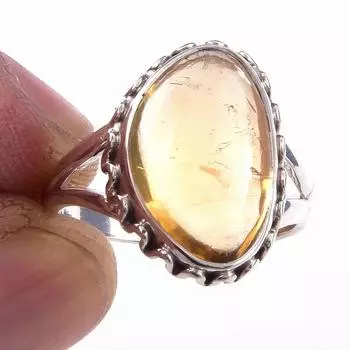 Natural Citrine Gemstone Handmade 925 Solid Sterling Silver Ring Size 7 B2N52